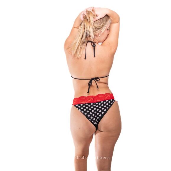 Polkadot & Lace Pucker Back Bikini - Picture 3 of 14